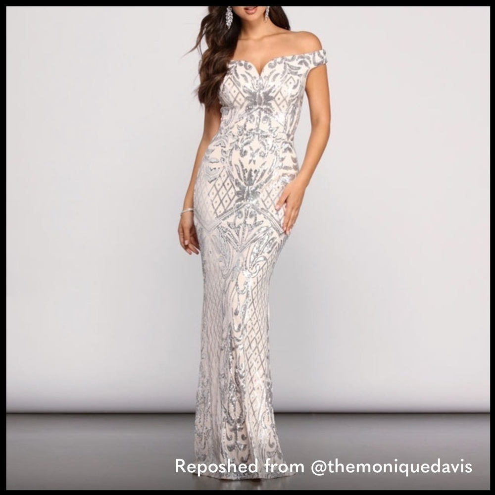 Windsor Silver and Cream Sequin Wedding Dress
